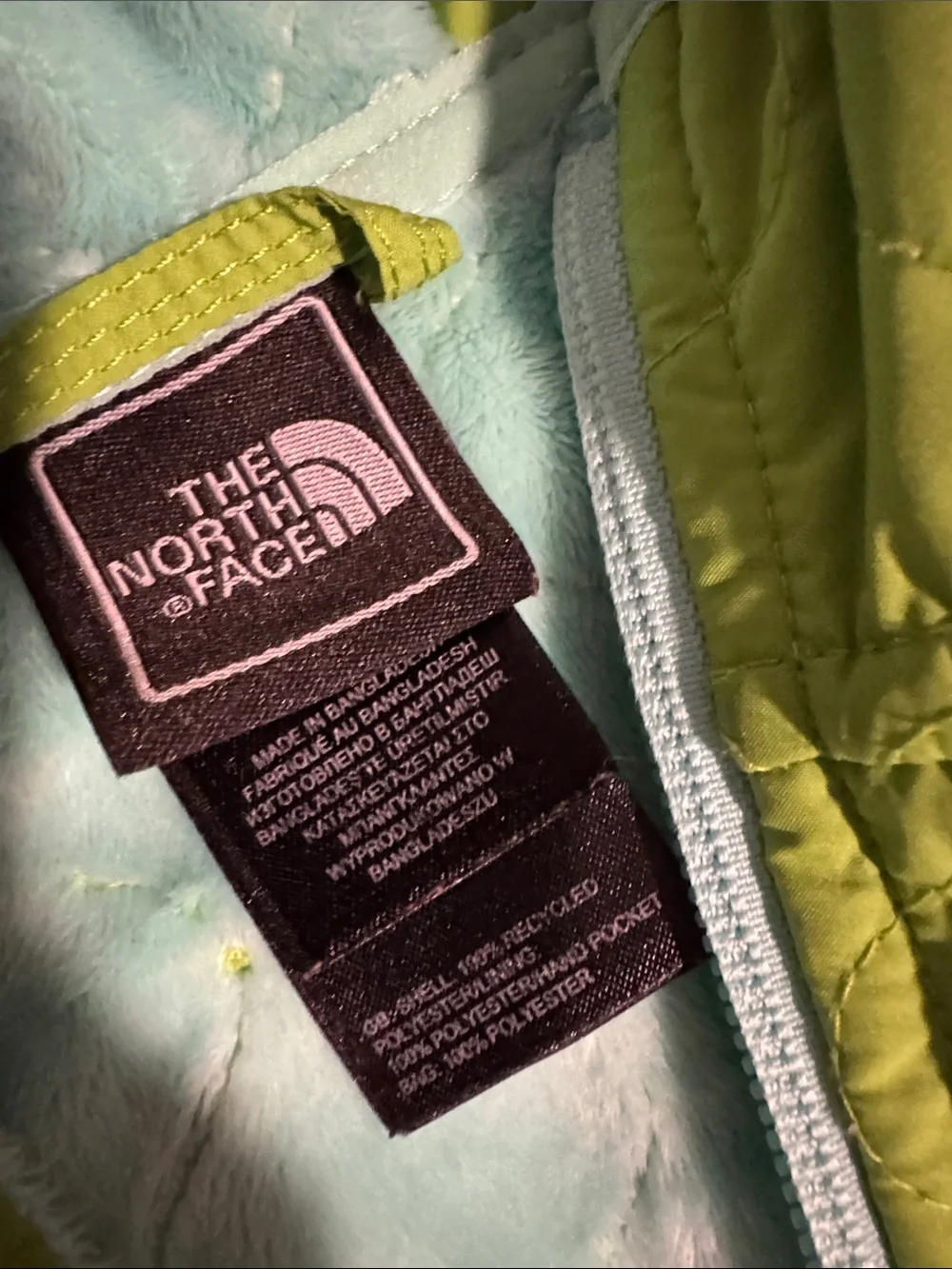 The North Face kids Hooded Quilted Jacket in Lime Green